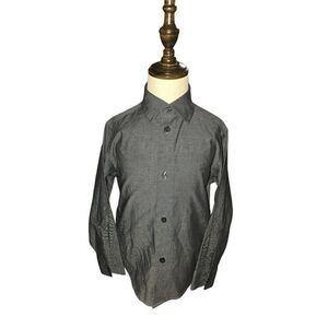 2pc Lot Boys Size 4/5 XXS Chaps Gray & Black Button Down Dress Formal Suit Shirt